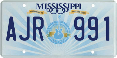 MS license plate AJR991