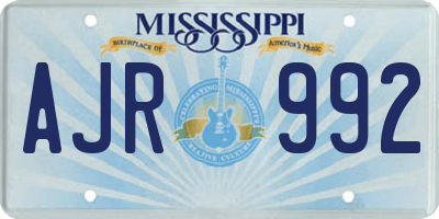 MS license plate AJR992