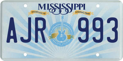 MS license plate AJR993