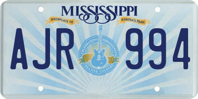 MS license plate AJR994