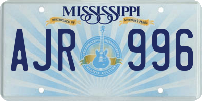 MS license plate AJR996