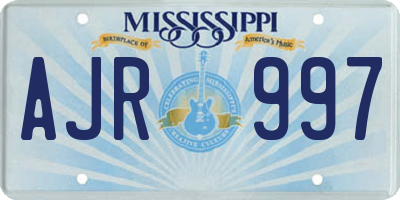 MS license plate AJR997