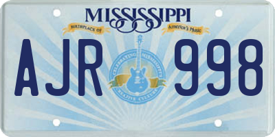 MS license plate AJR998