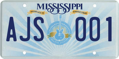 MS license plate AJS001