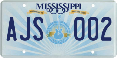 MS license plate AJS002