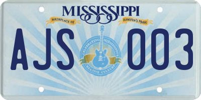 MS license plate AJS003