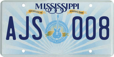 MS license plate AJS008