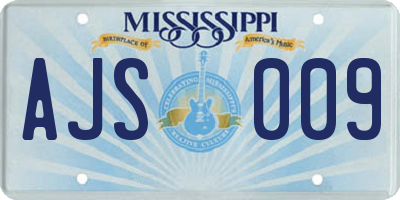 MS license plate AJS009