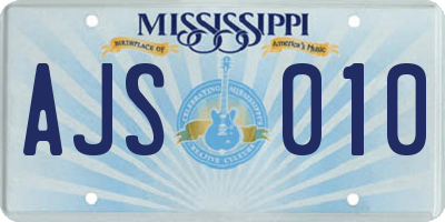 MS license plate AJS010
