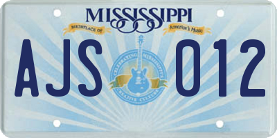 MS license plate AJS012