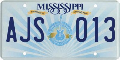 MS license plate AJS013