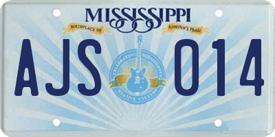 MS license plate AJS014