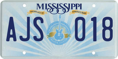 MS license plate AJS018