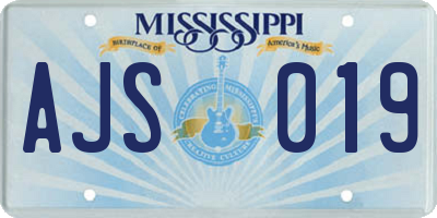 MS license plate AJS019