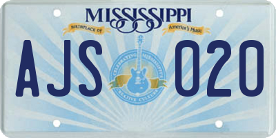 MS license plate AJS020