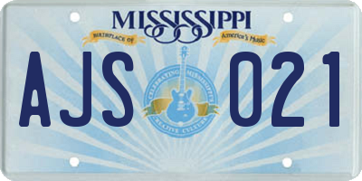 MS license plate AJS021