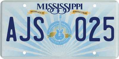 MS license plate AJS025