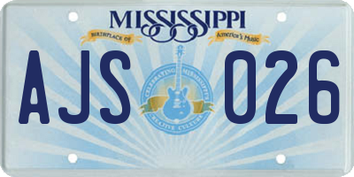 MS license plate AJS026