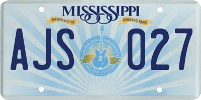 MS license plate AJS027