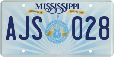 MS license plate AJS028