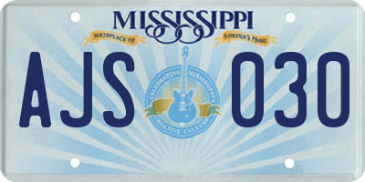 MS license plate AJS030