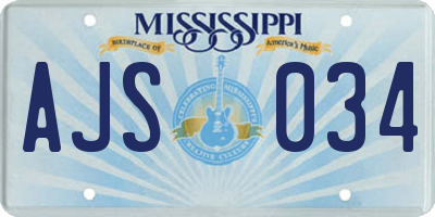 MS license plate AJS034