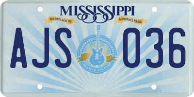 MS license plate AJS036