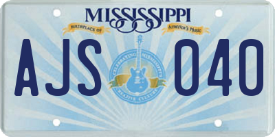 MS license plate AJS040