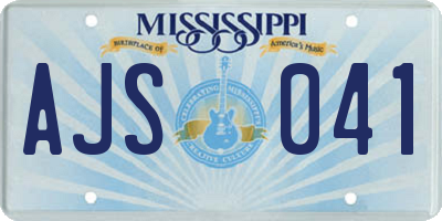 MS license plate AJS041