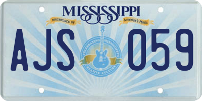MS license plate AJS059