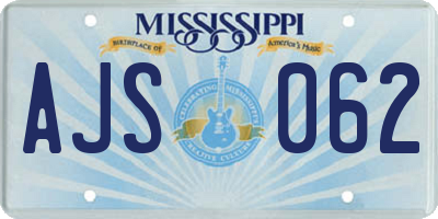 MS license plate AJS062