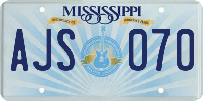 MS license plate AJS070