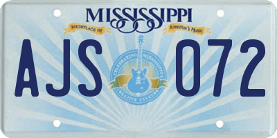 MS license plate AJS072
