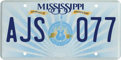 MS license plate AJS077