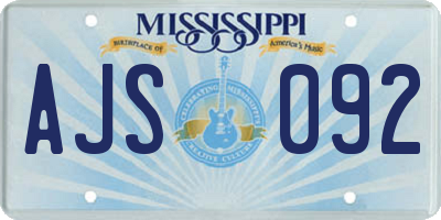 MS license plate AJS092