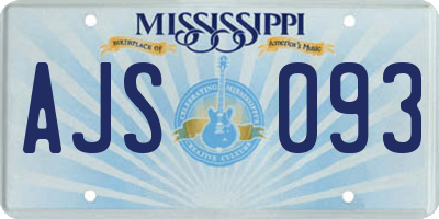 MS license plate AJS093