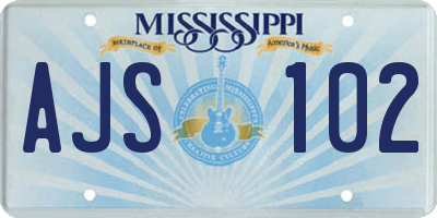 MS license plate AJS102