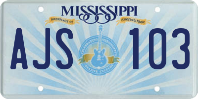 MS license plate AJS103
