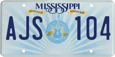 MS license plate AJS104