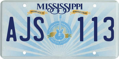 MS license plate AJS113