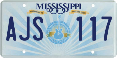 MS license plate AJS117