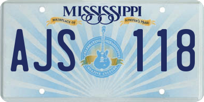 MS license plate AJS118