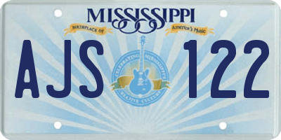 MS license plate AJS122
