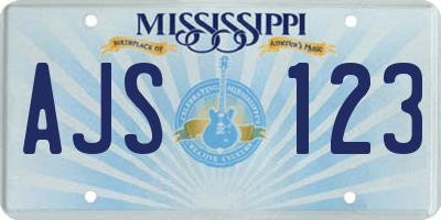 MS license plate AJS123