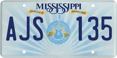 MS license plate AJS135