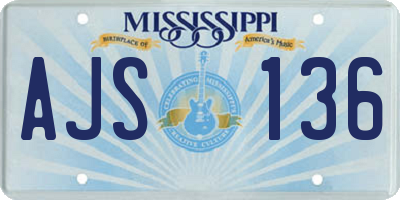 MS license plate AJS136
