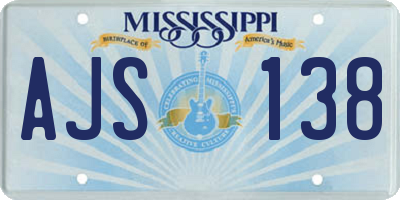 MS license plate AJS138