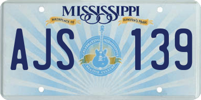 MS license plate AJS139