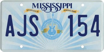 MS license plate AJS154