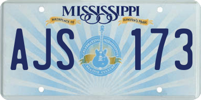 MS license plate AJS173